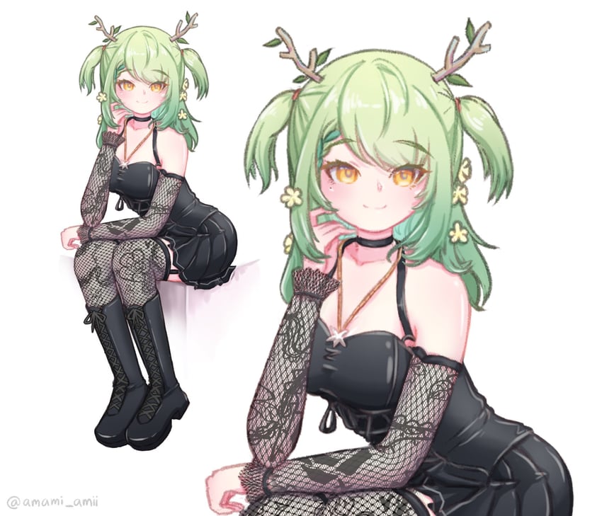 ceres fauna and amane misa (hololive and 2 more) drawn by amamii-amii