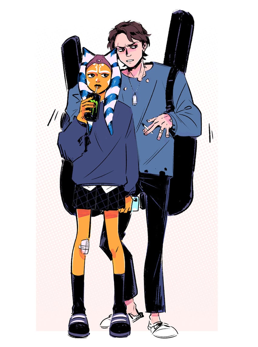ahsoka tano and anakin skywalker (star wars and 1 more) drawn by res_(spkofthdvl)