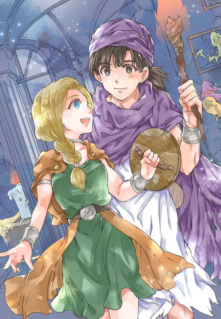 bianca and hero (dragon quest and 1 more) drawn by isa_(chiyo-s)