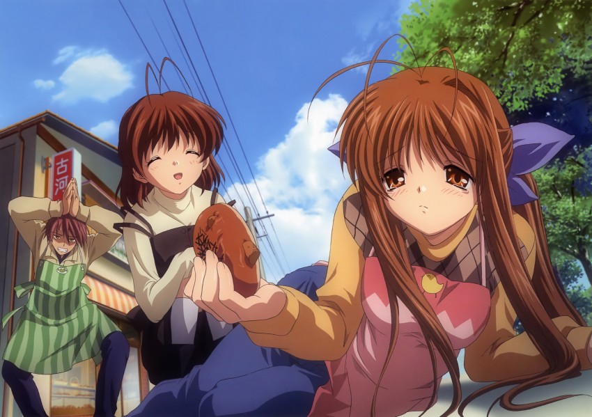 furukawa nagisa, furukawa sanae, and furukawa akio (clannad) drawn by ikeda_kazumi