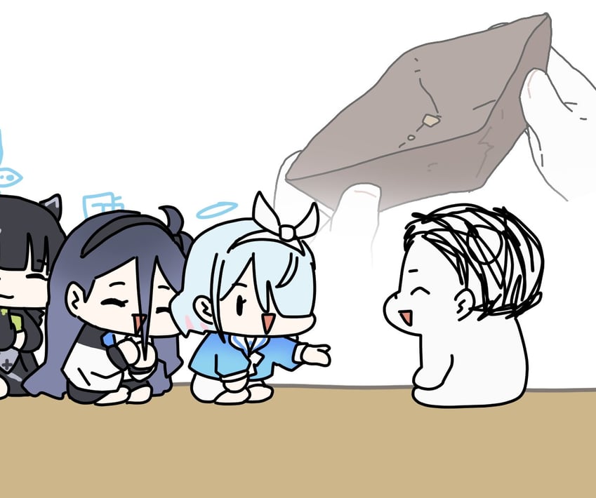 sensei, doodle sensei, aris, arona, and shun (blue archive) drawn by sechi_(sechihyeo)