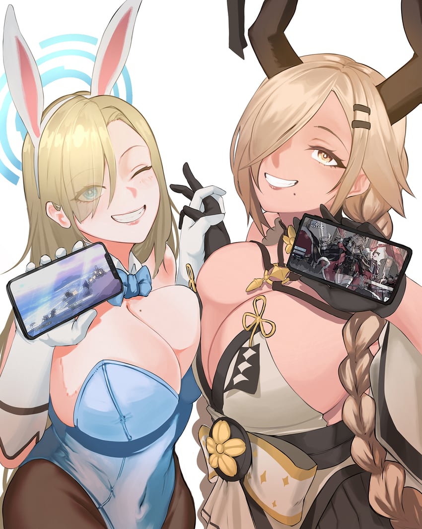 asuna, plana, bismarck, owari, and bismarck zwei (blue archive and 1 more) drawn by momofoo