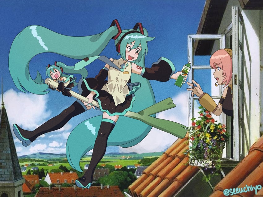 hatsune miku, megurine luka, and hachune miku (vocaloid and 2 more) drawn by sv02chiyo