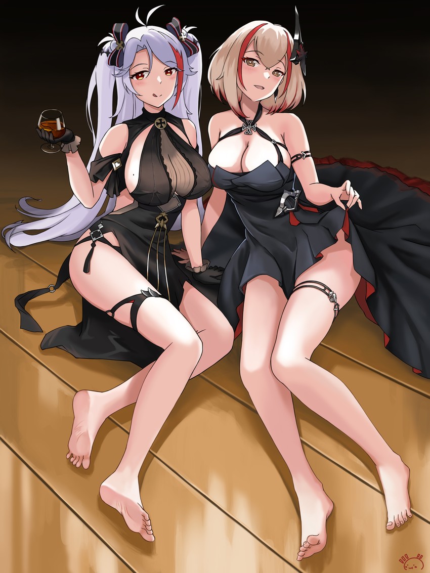 prinz eugen and roon (azur lane) drawn by meatbun_33
