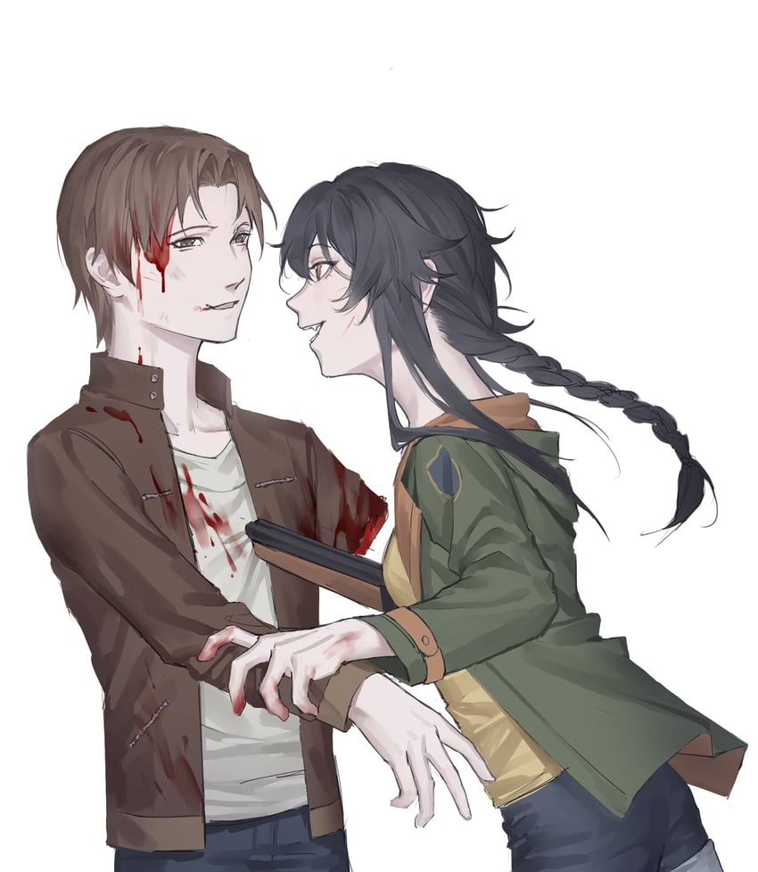 serizawa chiemi and fusaishi haruaki (raging loop) drawn by alicescorpio_yeji