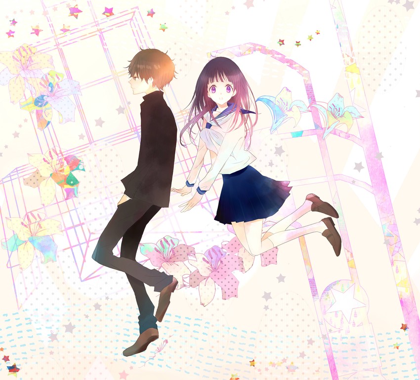 chitanda eru and oreki houtarou (hyouka) drawn by roka_(ttyyvv)