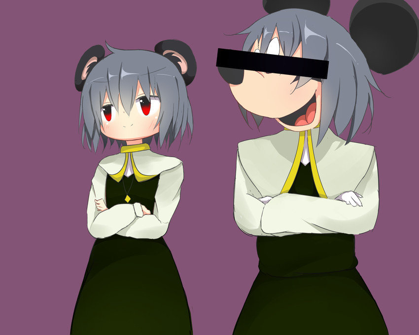 nazrin, nyon, and mickey mouse (touhou and 2 more) drawn by akabeco