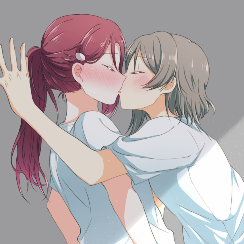 watanabe you and sakurauchi riko (love live! and 1 more) drawn by yuchi_(salmon-1000)