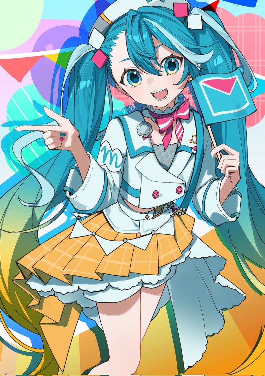 hatsune miku and magical mirai miku (vocaloid and 1 more) drawn by myuga66666