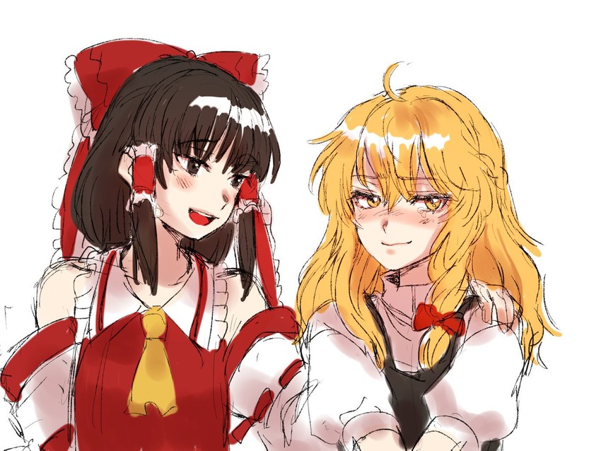 hakurei reimu and kirisame marisa (touhou) drawn by kuya_(hey36253625)