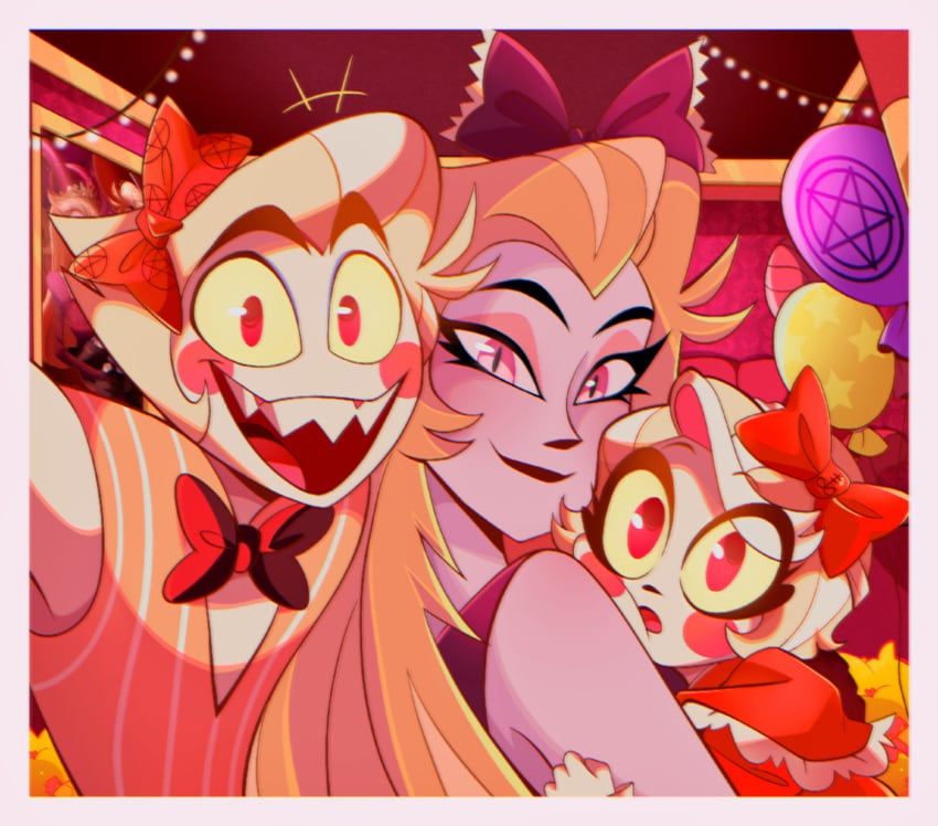 lucifer morningstar, charlie morningstar, and lilith (hazbin hotel) drawn by chandllucky