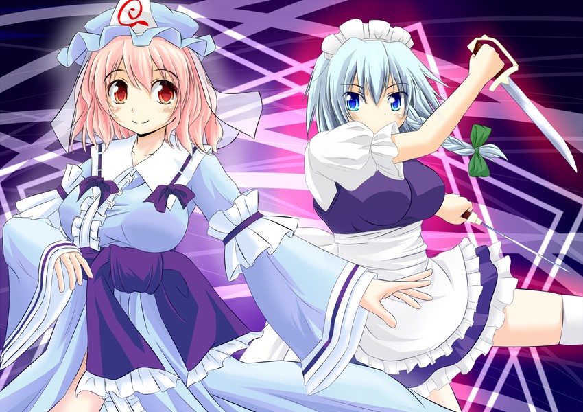 izayoi sakuya and saigyouji yuyuko (touhou) drawn by sicile_gloria