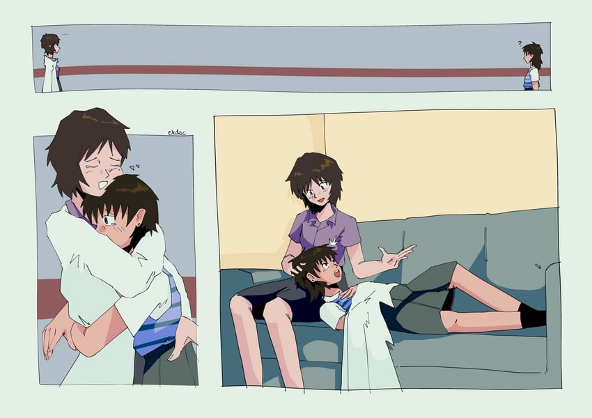 ikari shinji and ikari yui (neon genesis evangelion) drawn by ekdsc