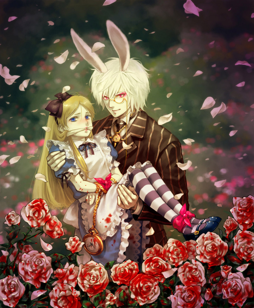 alice and white rabbit (alice's adventures in wonderland) drawn by tetsukuzu_tetsuko