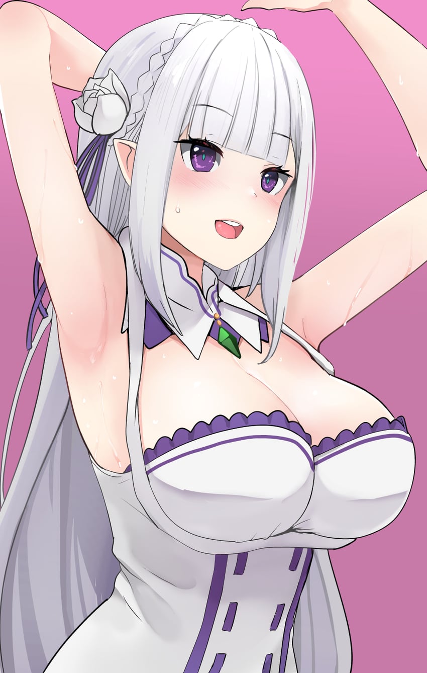 emilia (re:zero kara hajimeru isekai seikatsu) drawn by h2o_(ddks2923)
