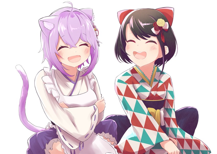 nekomata okayu and oozora subaru (hololive) drawn by hilamaru