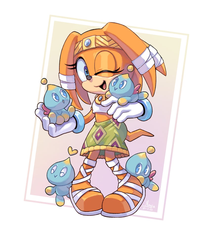 neutral chao and tikal the echidna (sonic and 1 more) drawn by angiethecat