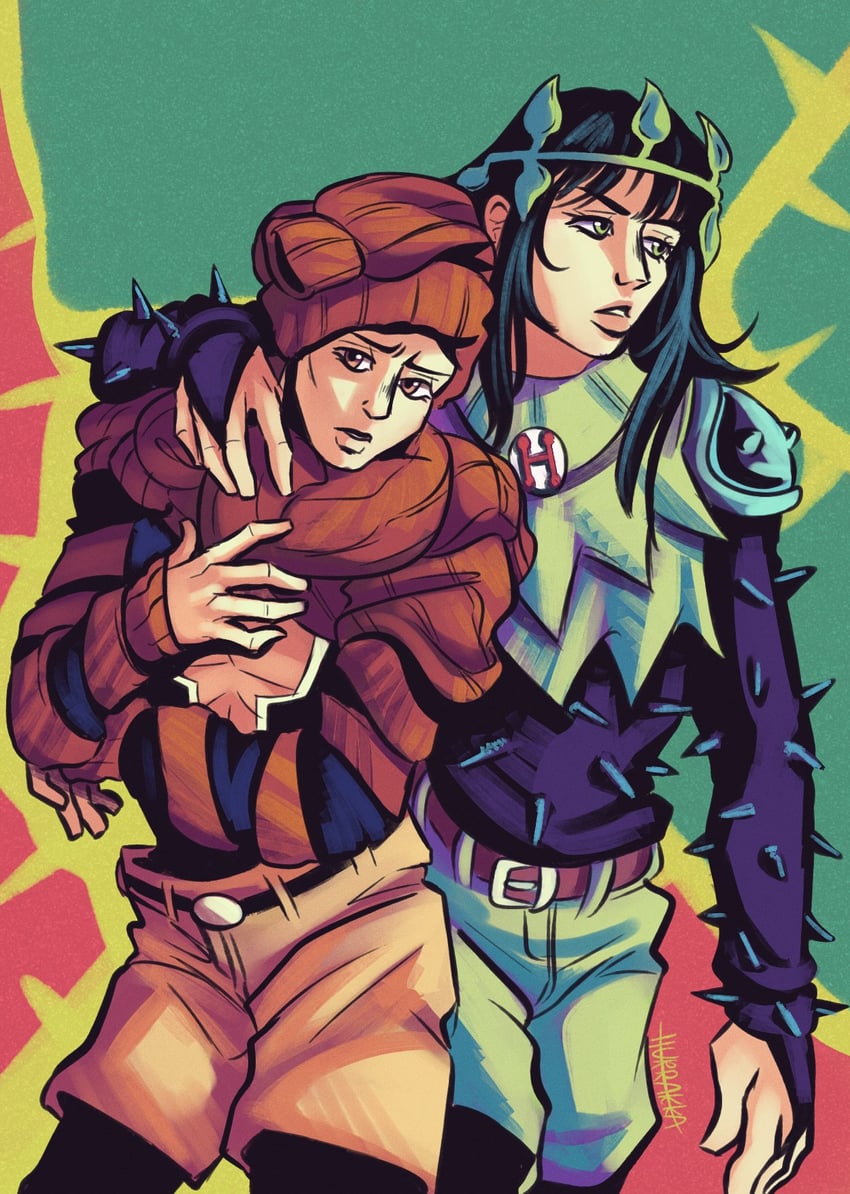 yagiyama yotsuyu and dainenjiyama aisho (jojo no kimyou na bouken and 1 more) drawn by hurrakka
