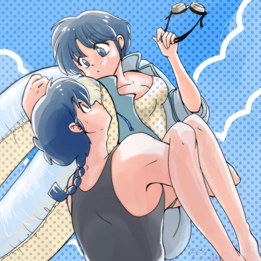 tendou akane and saotome ranma (ranma 1/2) drawn by ioexzn3qhmfabfp
