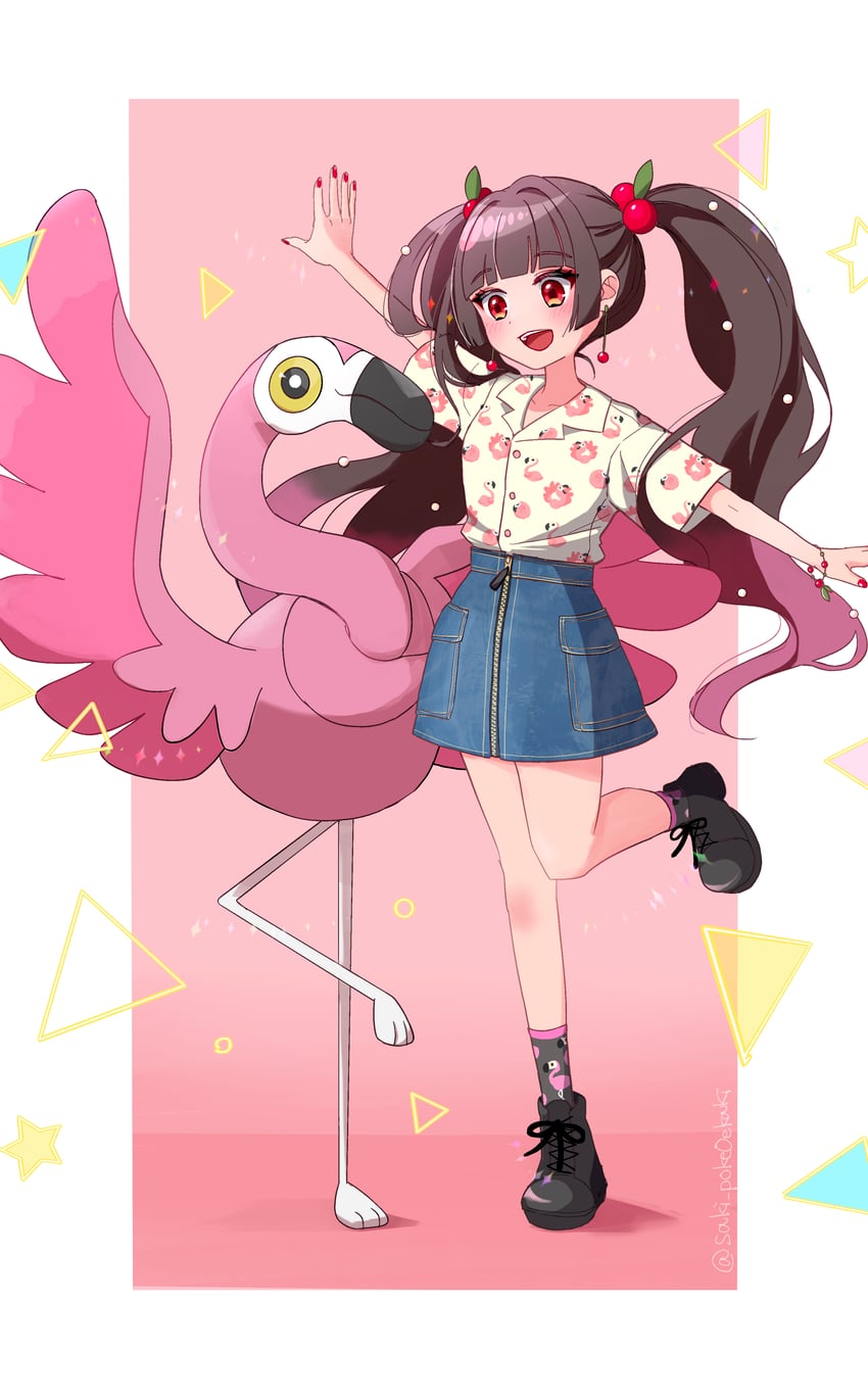 flamigo (original and 1 more) drawn by saki_pokeoekaki