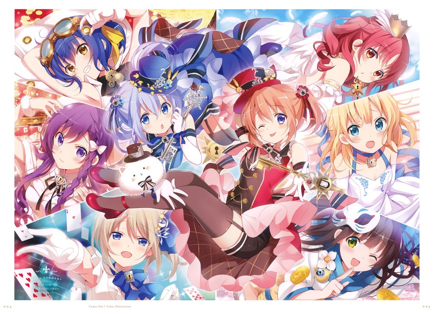 kafuu chino, hoto cocoa, kirima syaro, tedeza rize, ujimatsu chiya, and 3 more (gochuumon wa usagi desu ka?) drawn by koi_(koisan)