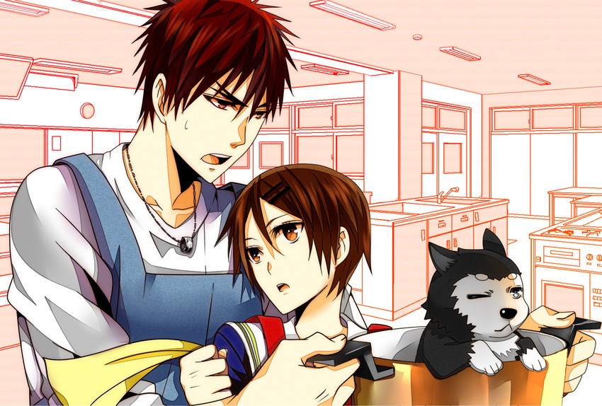 kagami taiga, aida riko, and tetsuya ni gou (kuroko no basuke) drawn by mamebi