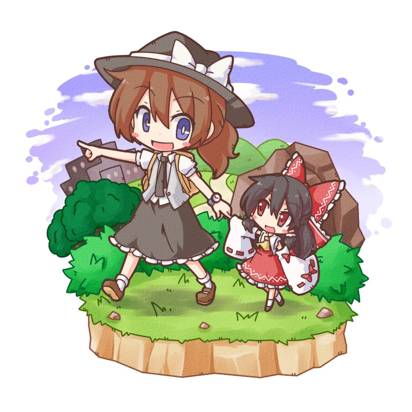 hakurei reimu and usami renko (touhou and 1 more) drawn by fushigi_ebi