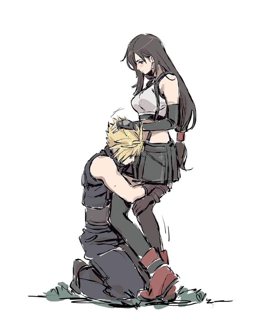 tifa lockhart and cloud strife (final fantasy and 2 more) drawn by morgengischt