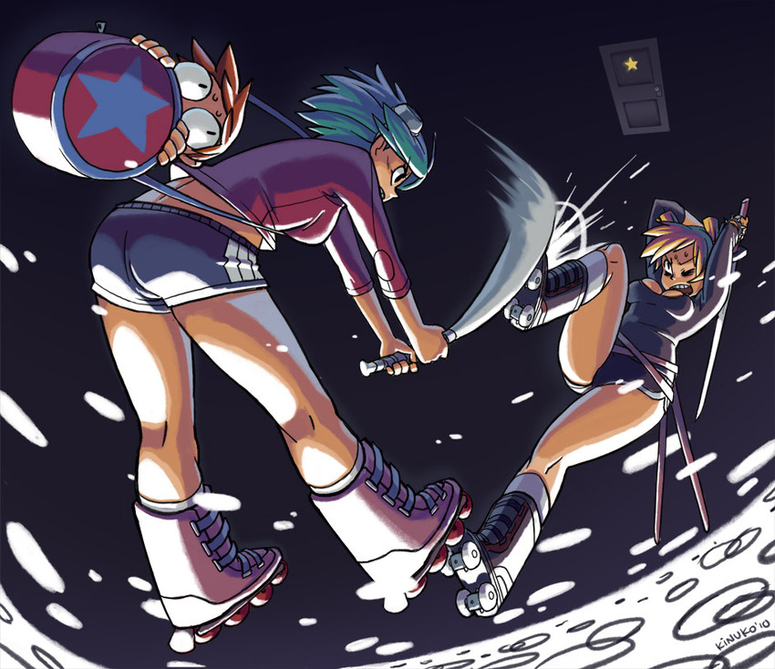 scott pilgrim, ramona flowers, and roxie richter (scott pilgrim) drawn by kinuko_(kinucakes)