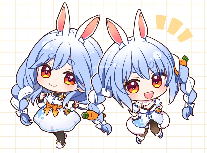 usada pekora, don-chan, and pekomama (hololive) drawn by aplerichi