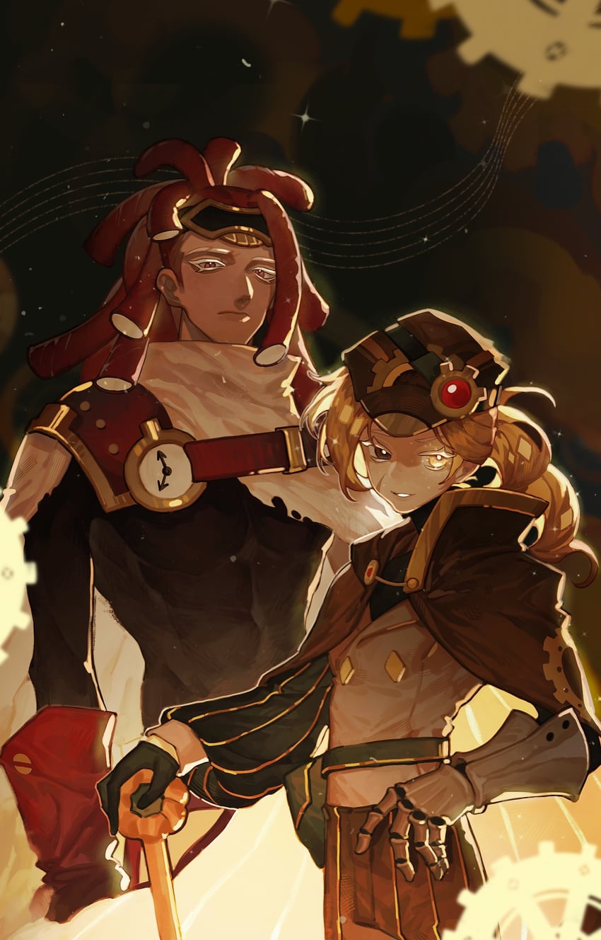 croissant cookie and string gummy cookie (cookie run and 1 more) drawn by bozi_(labochushi)