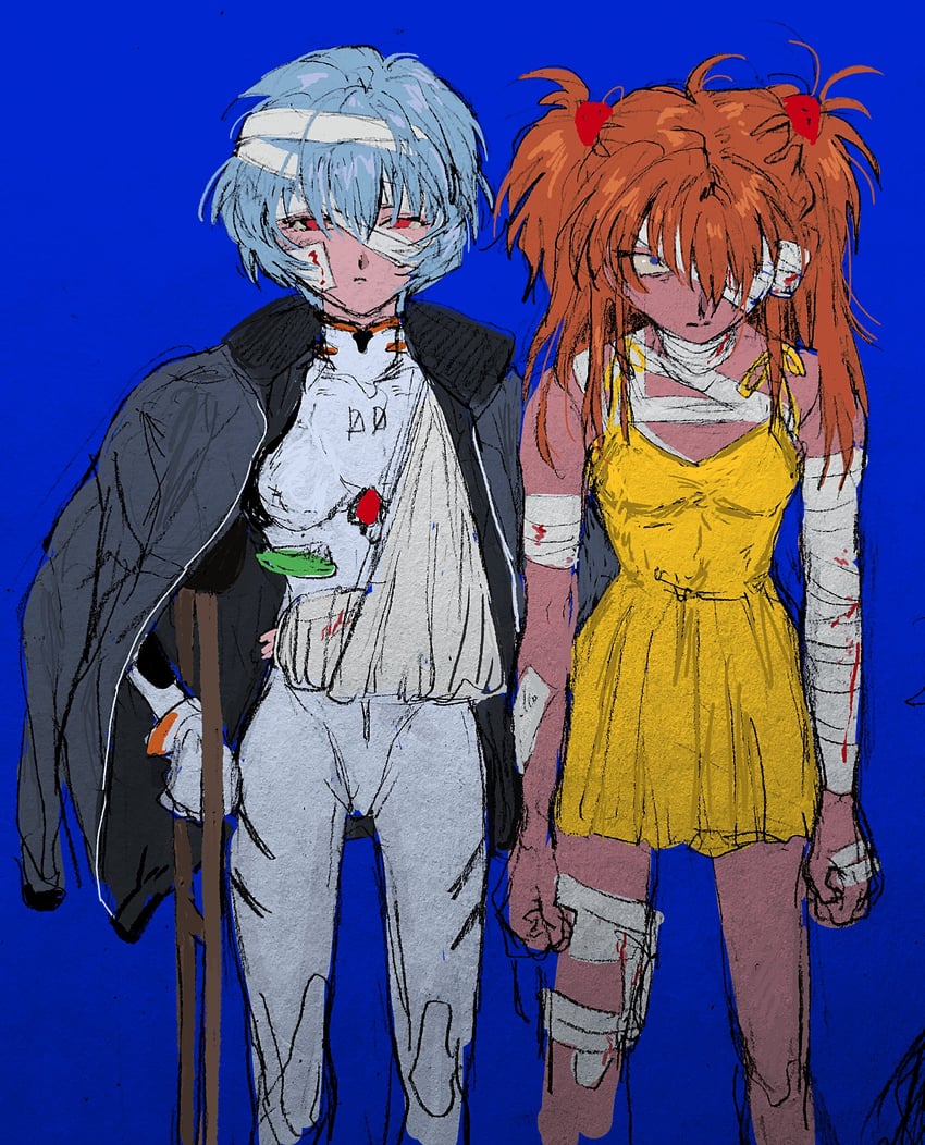 souryuu asuka langley and ayanami rei (neon genesis evangelion) drawn by kinuc