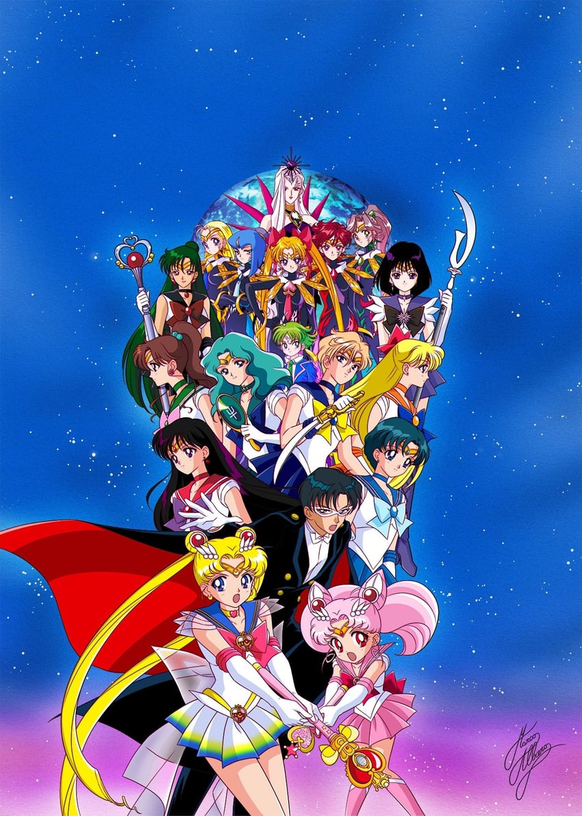 tsukino usagi, sailor moon, mizuno ami, aino minako, hino rei, and 25 more (bishoujo senshi sailor moon and 2 more) drawn by marco_albiero