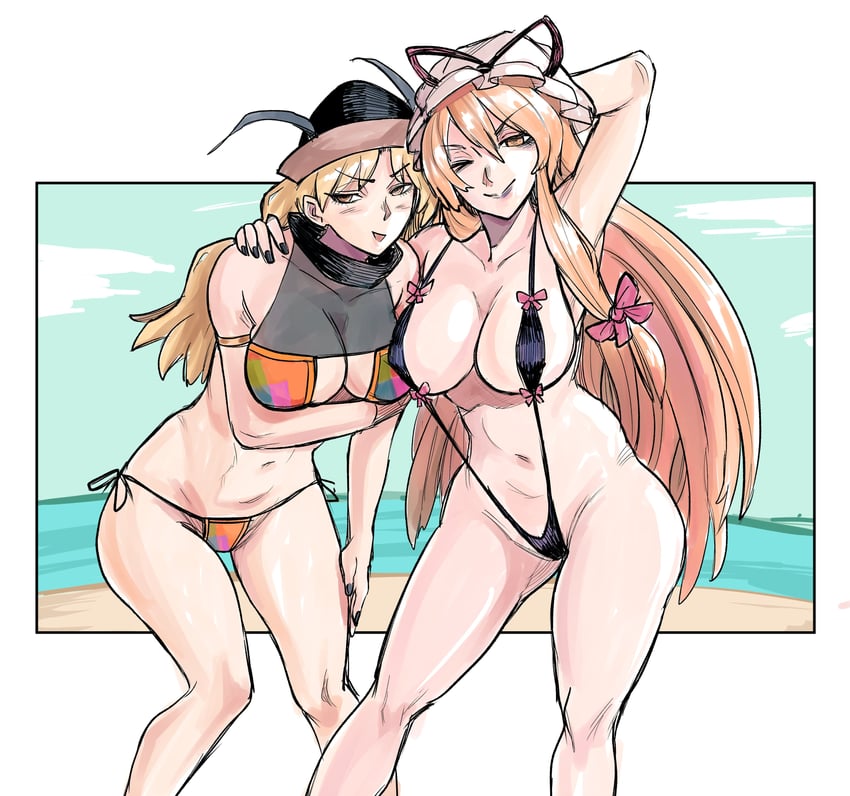 yakumo yukari and matara okina (touhou) drawn by axel_hi