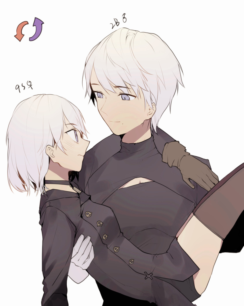2b and 9s (nier and 1 more) drawn by haiiro_(frabilovelove)