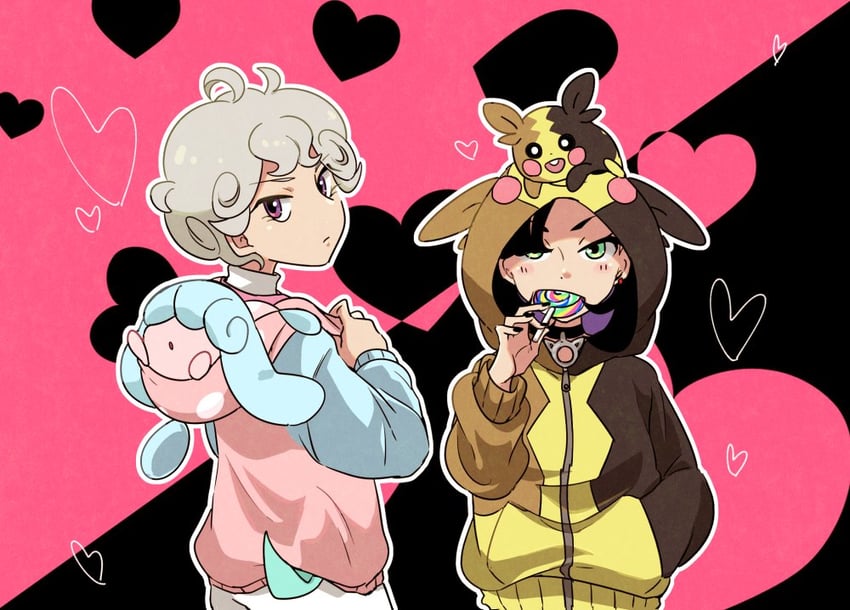 marnie, morpeko, bede, and hatenna (pokemon and 1 more) drawn by kono2noko