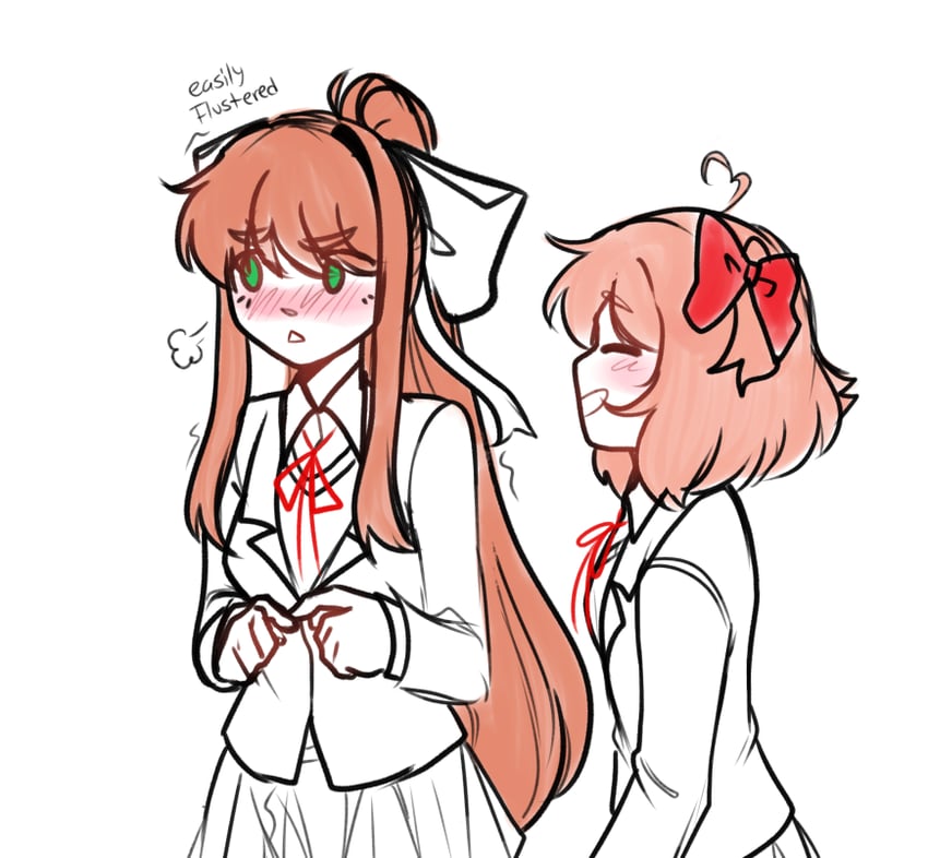 monika and sayori (doki doki literature club) drawn by sillybrowniee