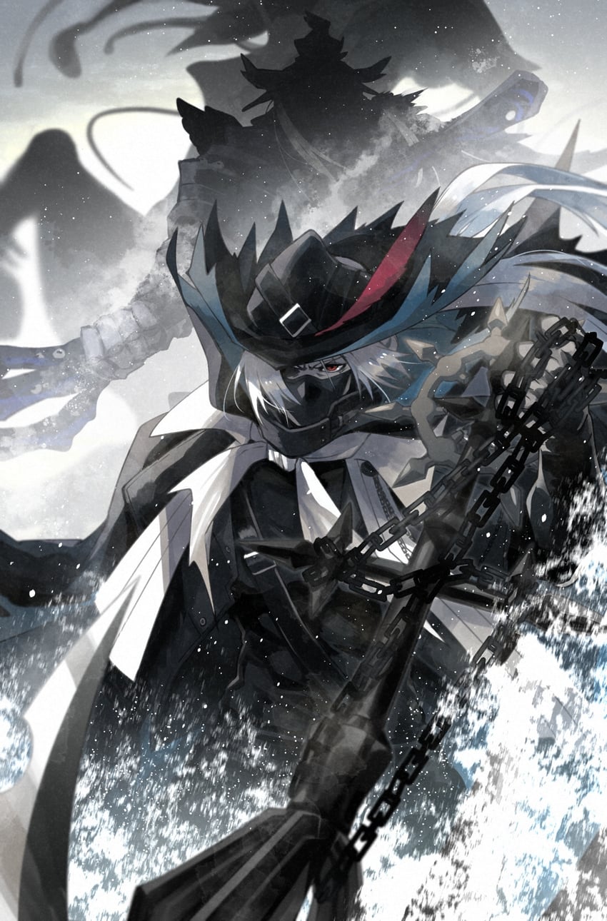 ulpianus, the last knight, and rocinante (arknights) drawn by morini_ochiteru