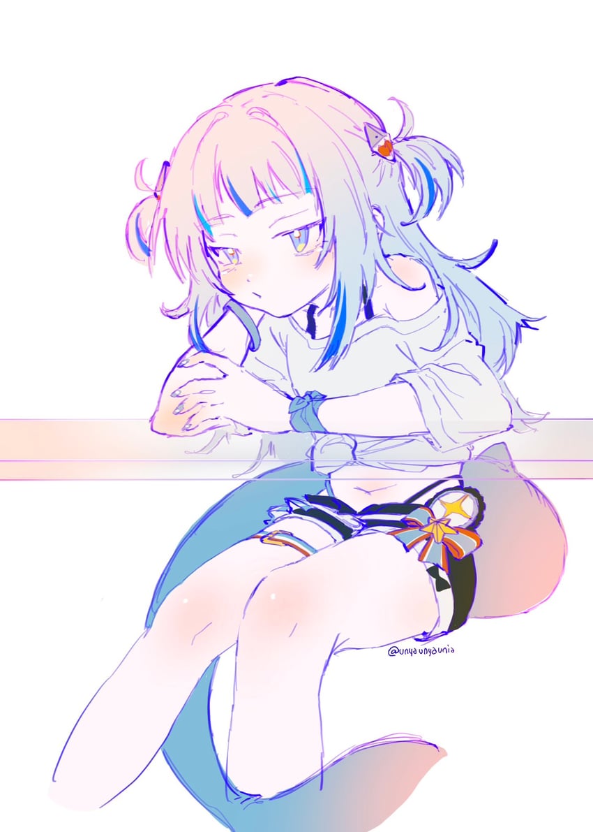 gawr gura (hololive and 1 more) drawn by unya_(unyaunia)