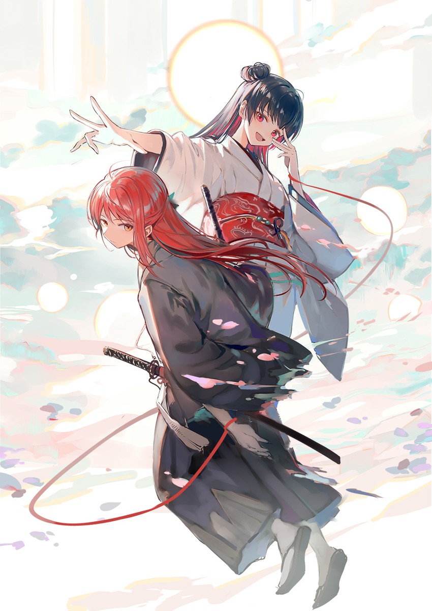 tsushima yoshiko and sakurauchi riko (love live! and 1 more) drawn by huanxiang_heitu