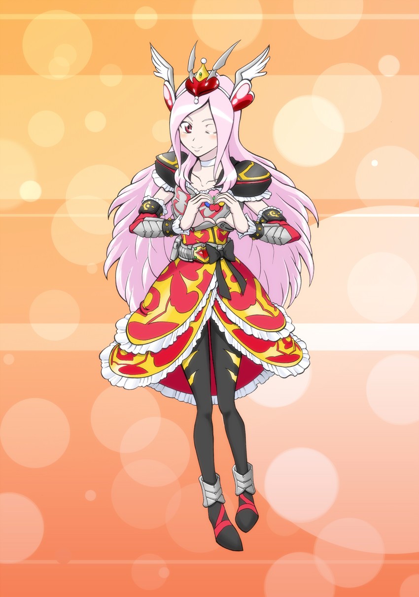 higashi setsuna, cure passion, and kamen rider chalice (precure and 3 more) drawn by kijinaka_mahiro