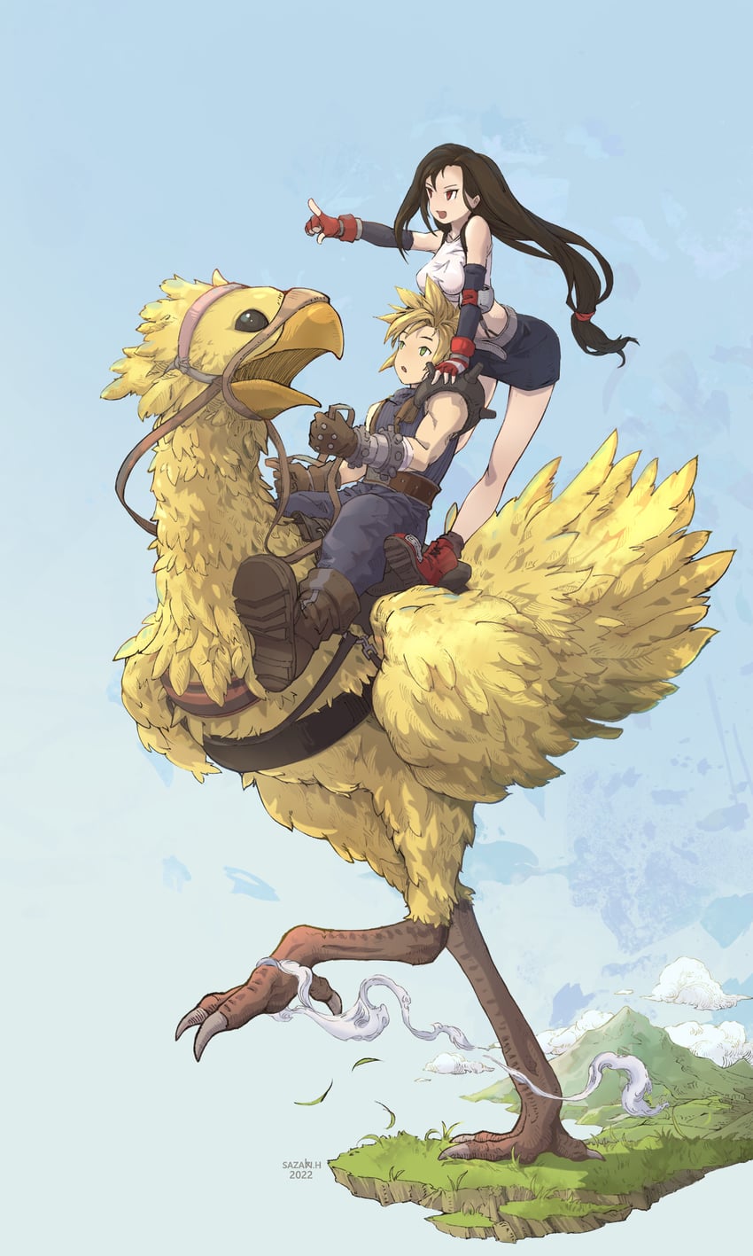 tifa lockhart and cloud strife (final fantasy and 1 more) drawn by sazaki_huangdalun