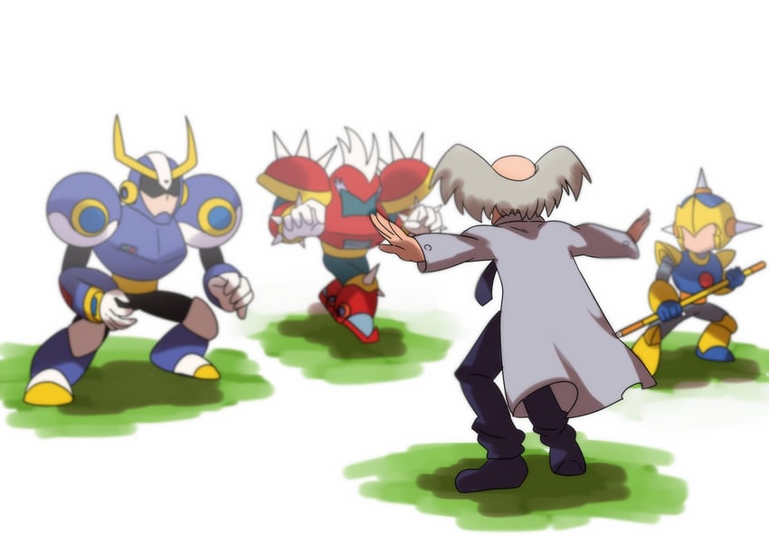 dr. wily, ballade, punk, and enker (mega man and 5 more) drawn by takenokonoko