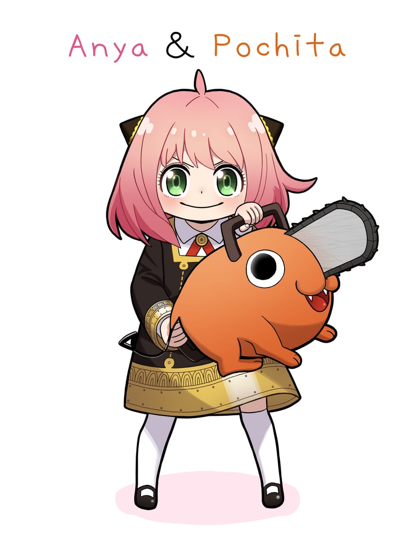 anya and pochita (chainsaw man and 1 more) drawn by laskalon