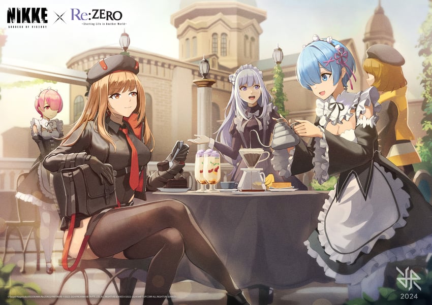 rem, emilia, ram, anis, and rapi (goddess of victory: nikke and 1 more) drawn by hiroki_ree