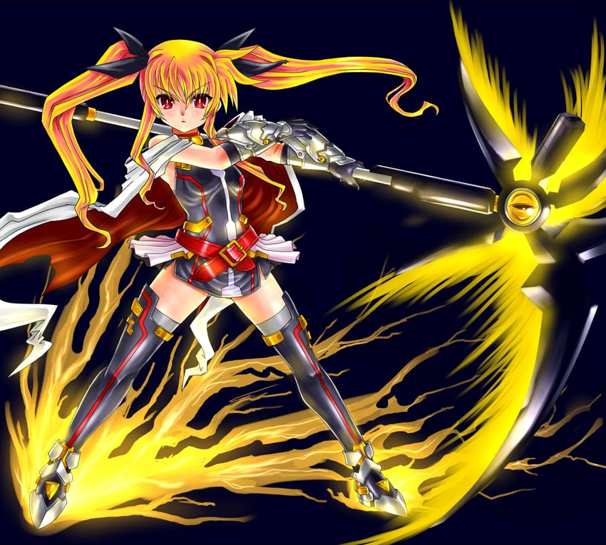 fate testarossa and bardiche (lyrical nanoha and 3 more) drawn by gao_(naodayo)