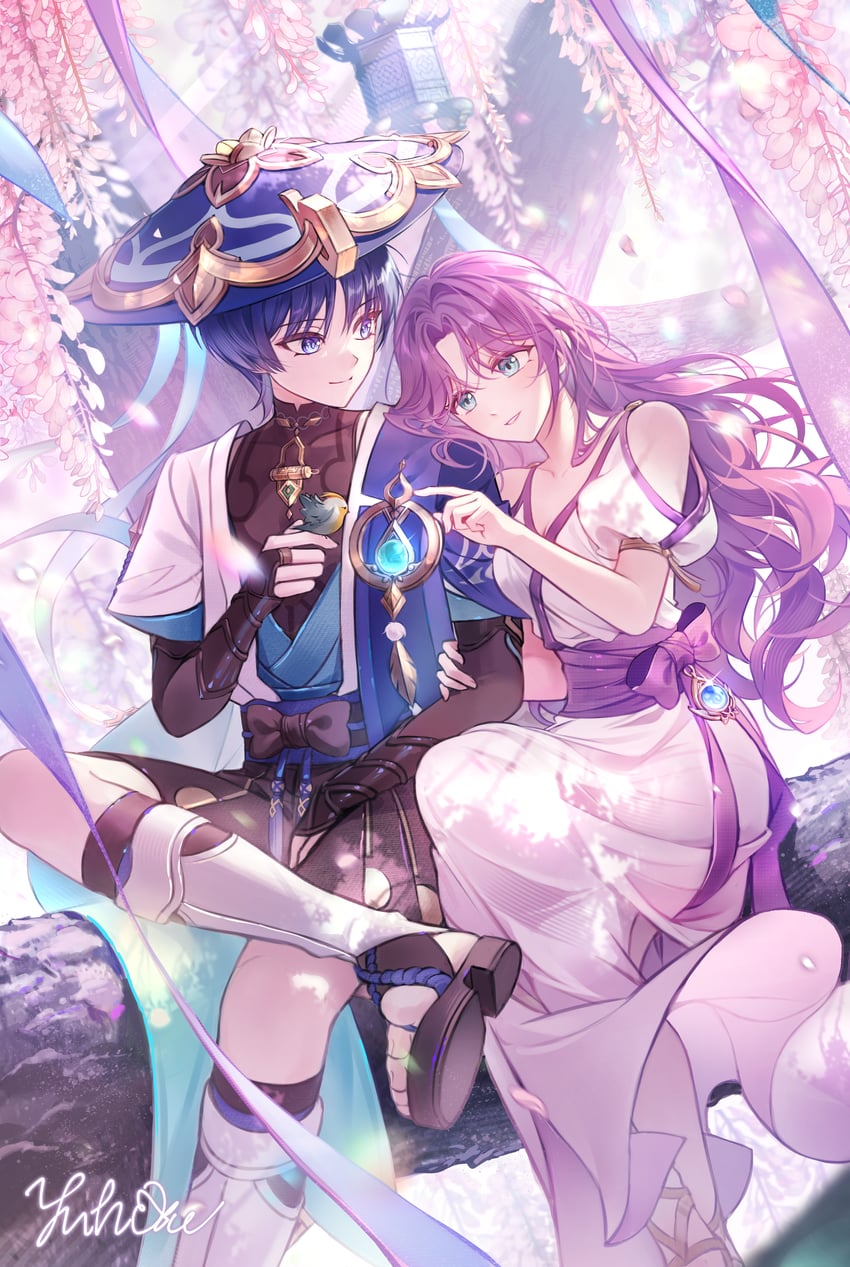 scaramouche and wanderer (original and 1 more) drawn by yuhaw0v0