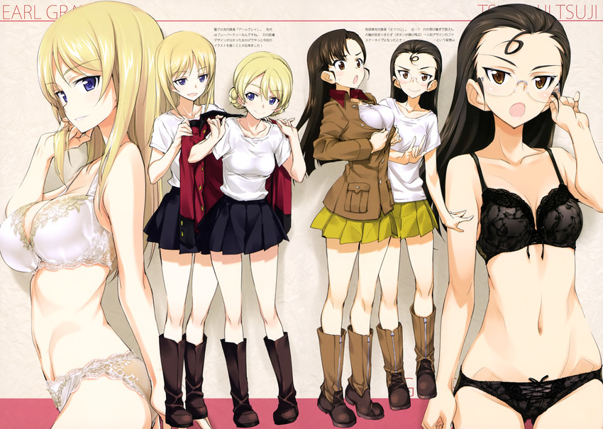 darjeeling, nishi kinuyo, earl grey, and tsuji tsutsuji (girls und panzer) drawn by kurashima_tomoyasu