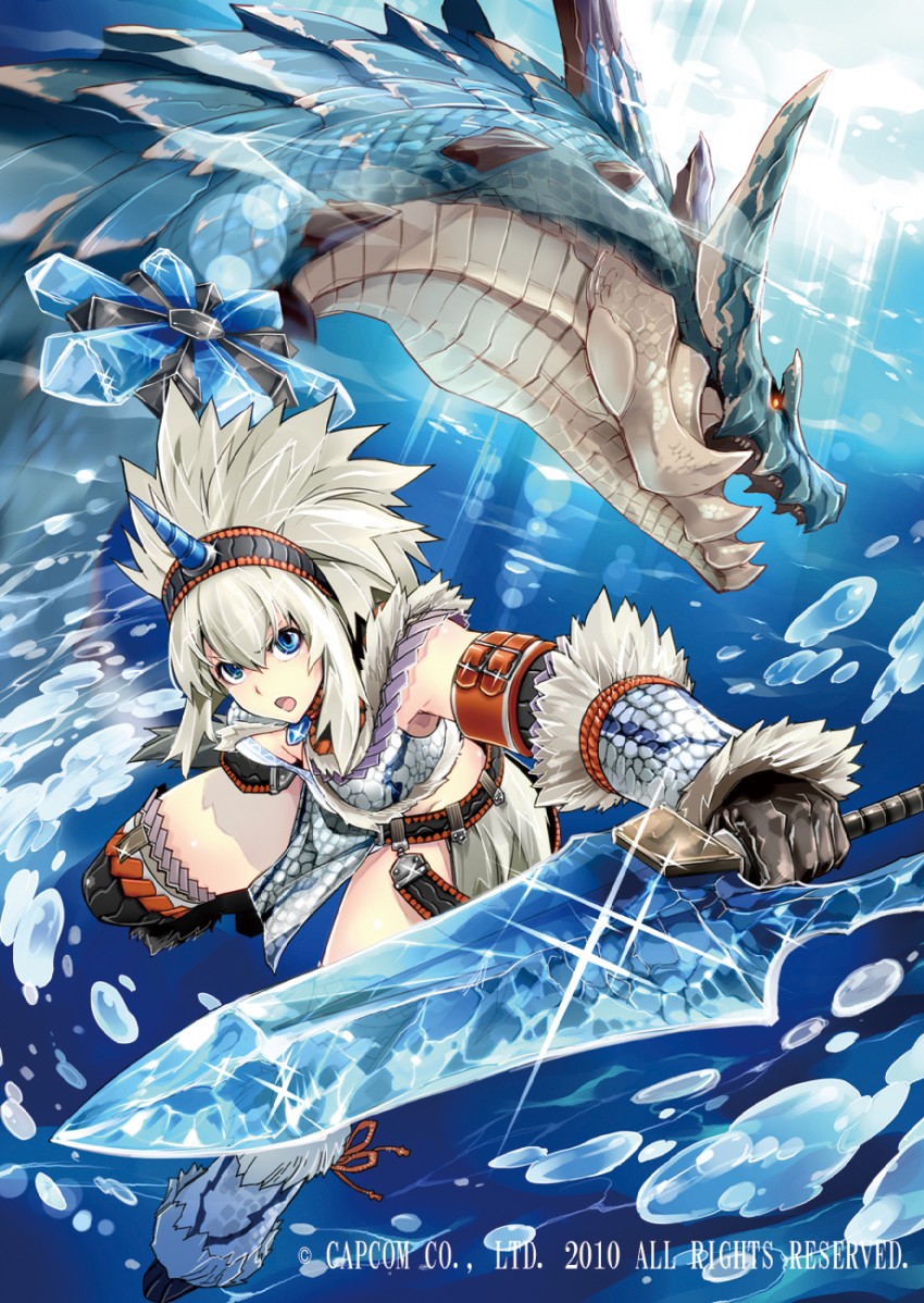 monster hunter and lagiacrus (monster hunter) drawn by fuse_ryuuta