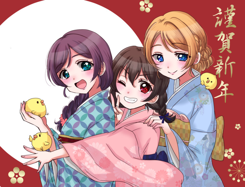tojo nozomi, yazawa nico, and ayase eli (love live! and 1 more) drawn by eneco